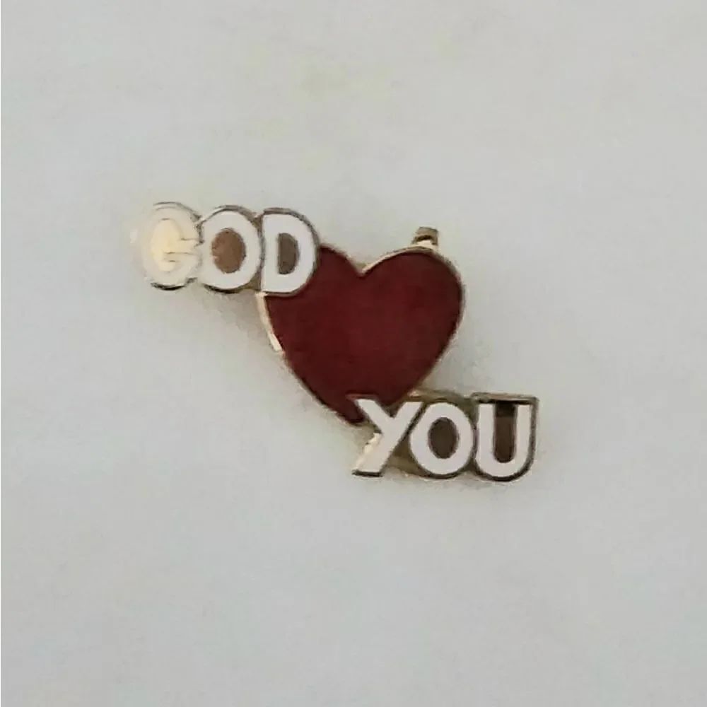 Vintage gift creations God Loves You brooch pin